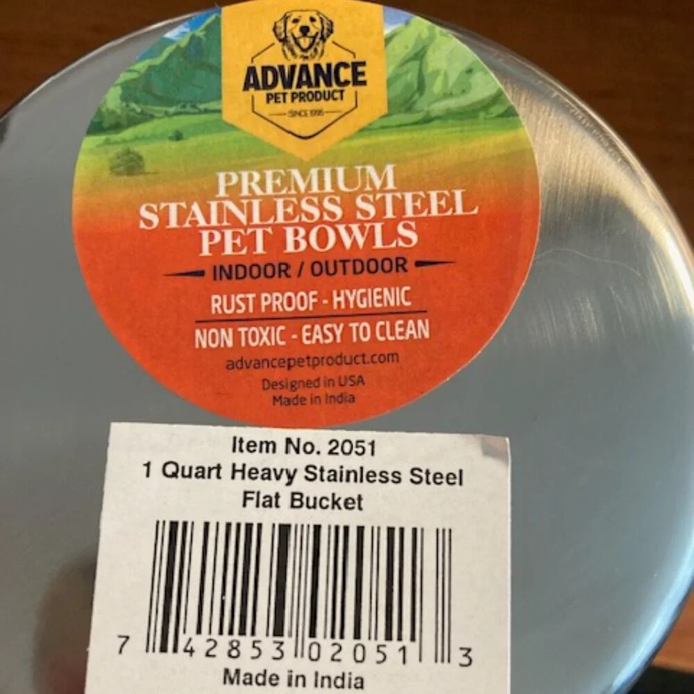 Advance Pet Product Stainless Steel Flat Bucket, 1 Quart Flat